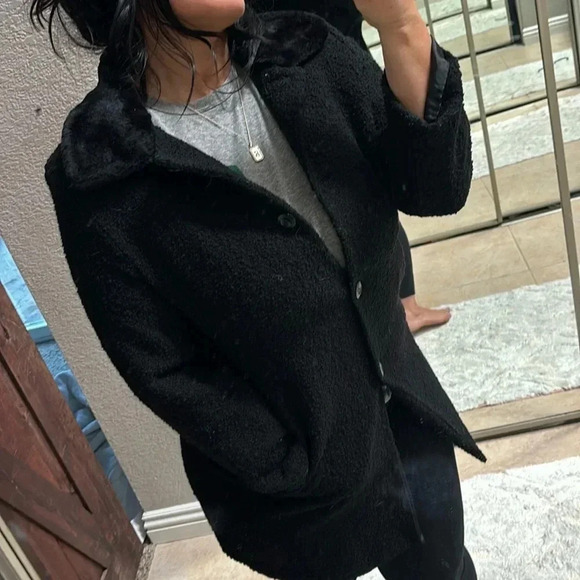 SANDRO wool peacoat faux fur collar - Picture 1 of 9